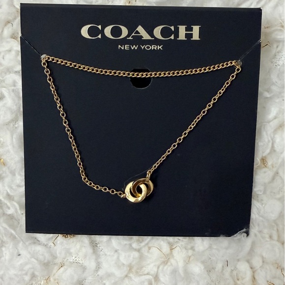 Coach Interlocking Open Circle Pearl Pendant Necklace 16”+2” - Picture 3 of 6